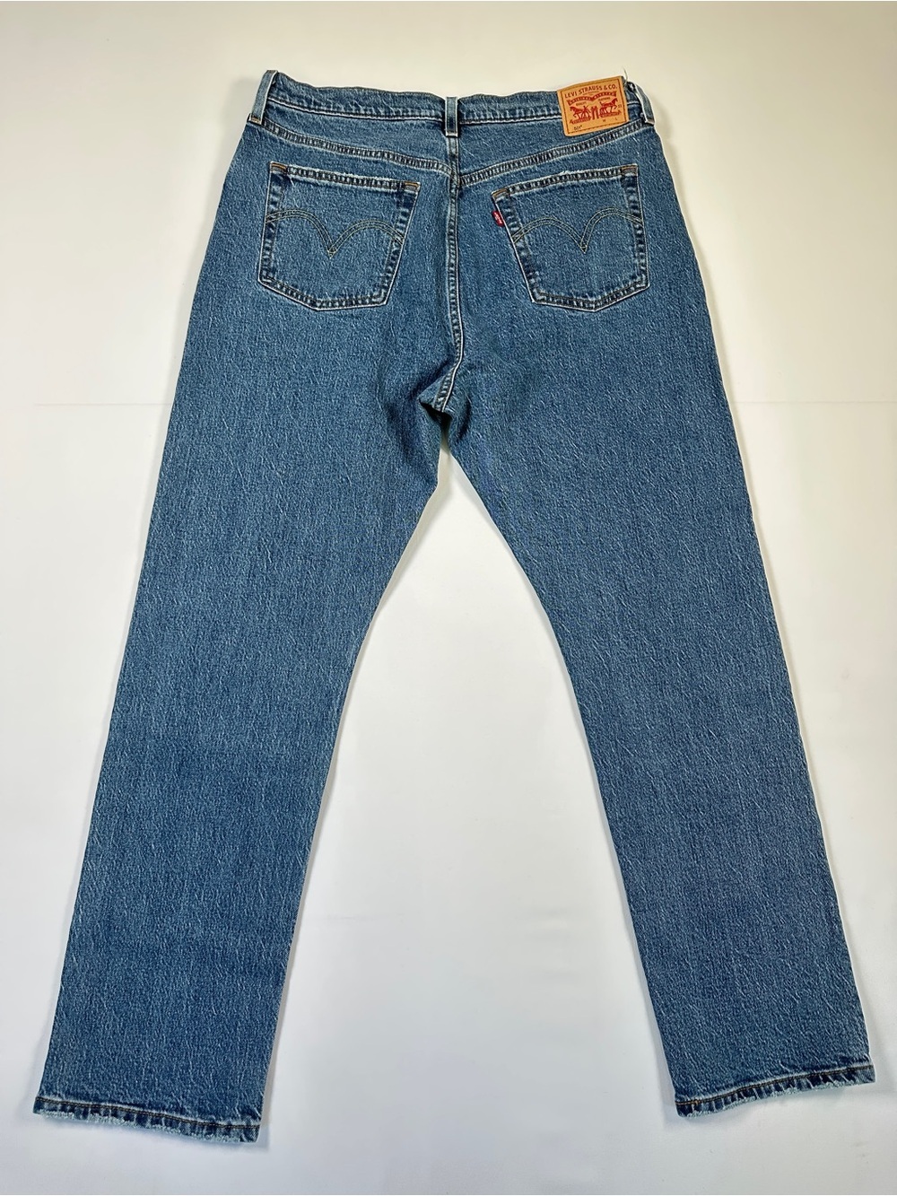 Levi’s 501 High Rise Straight Leg Denim Jeans Medium Wash Stretch W32 L30 90s - Picture 7 of 13